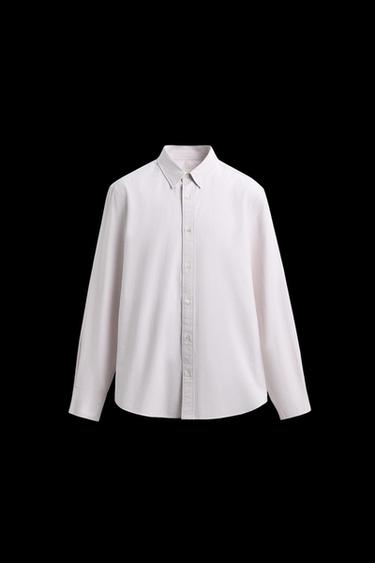 Zara STRIPED OXFORD SHIRT - Pink