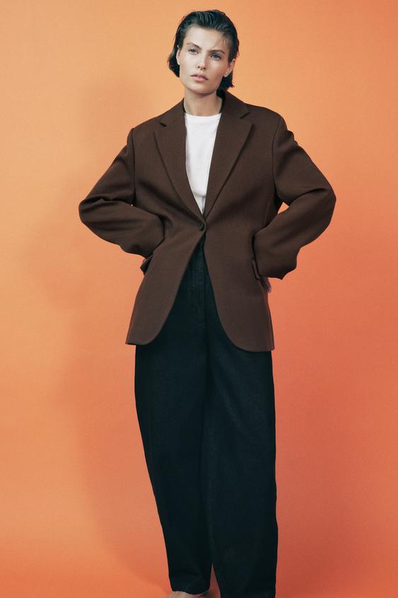 オーバーサイズ ウール100%ブレザー ZW COLLECTION - ブラウン | ZARA 