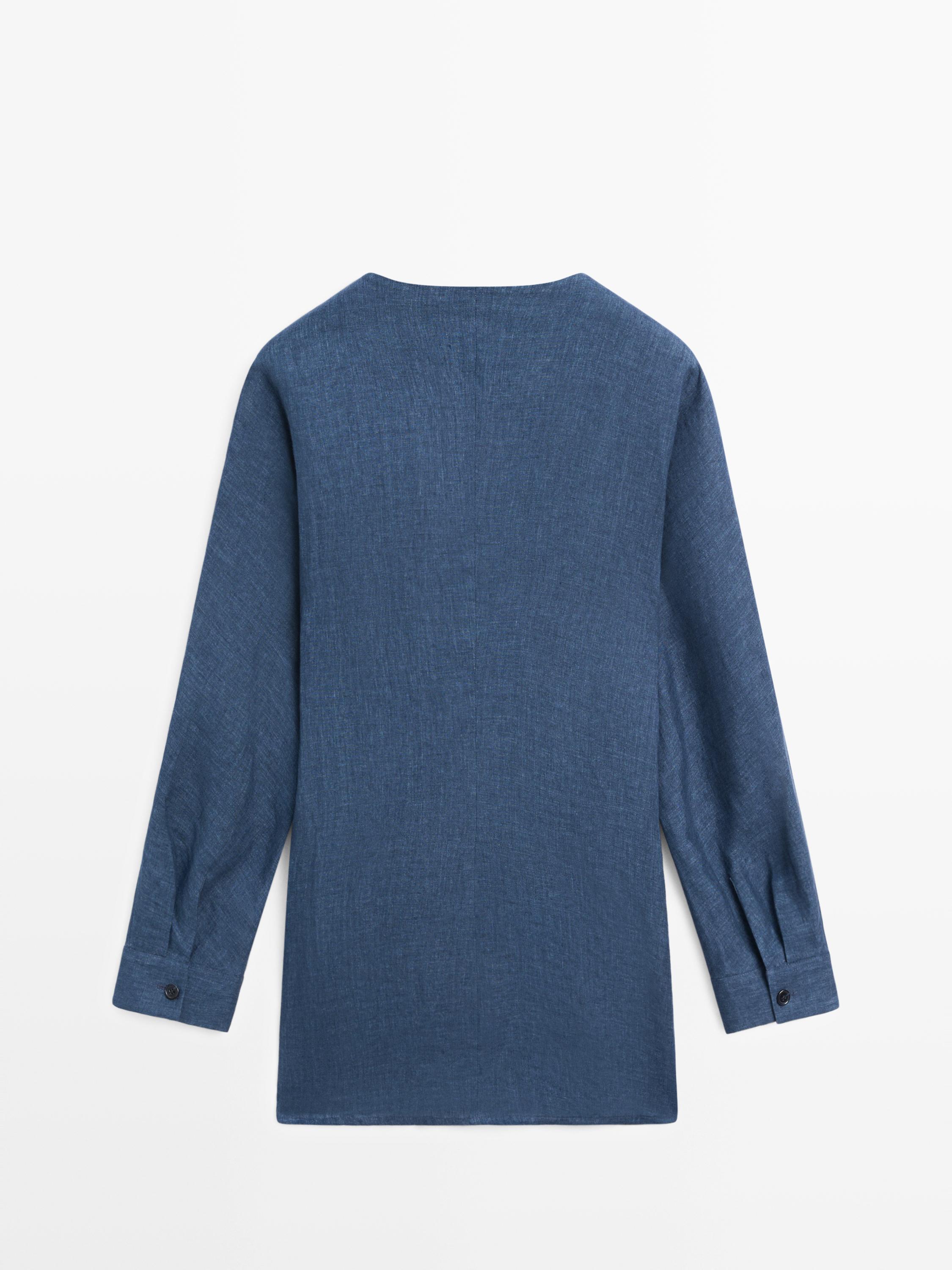 Kimono effet denim total look lin