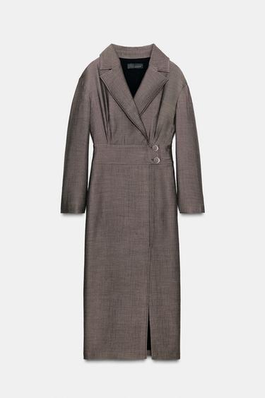 VESTIDO CRUZADO MIDI - Gris topo de Zara