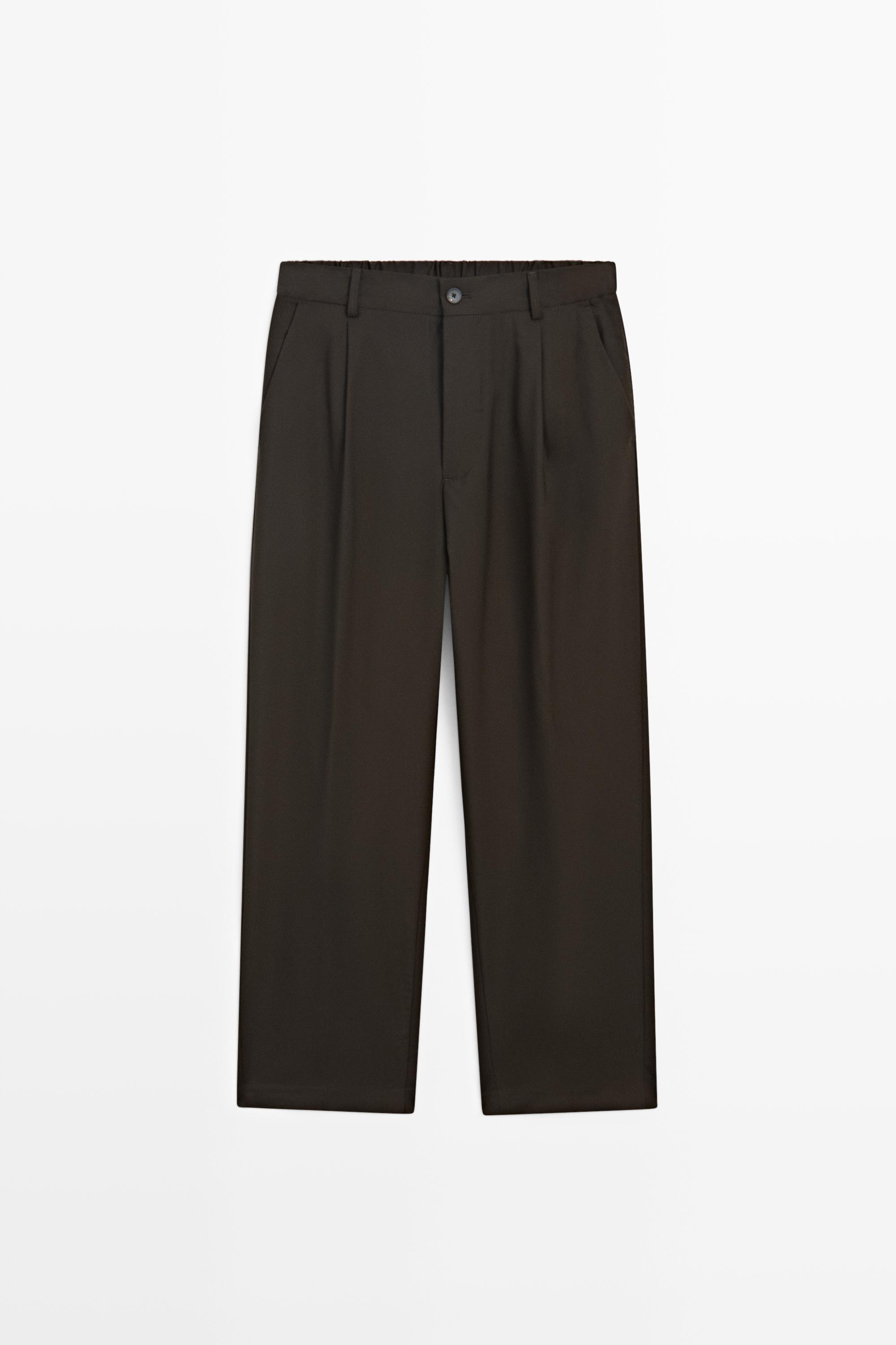 100% wool relaxed fit pants — Brown
