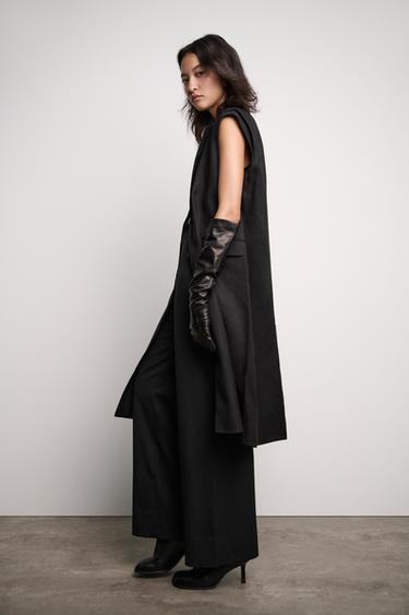 LONG LINEN WAISTCOAT ZW COLLECTION - Black by Zara
