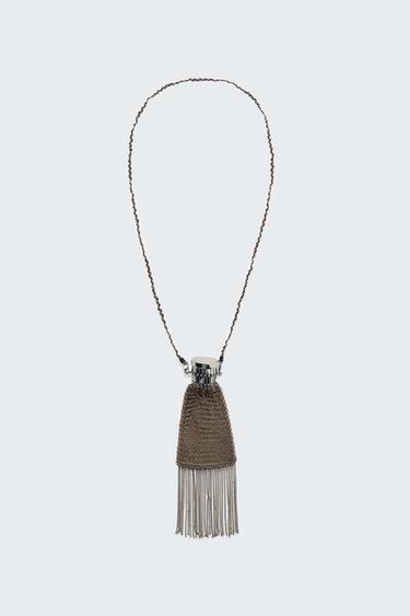 COLLIER BIMATIÈRE SAC À FRANGES - Or vieilli de Zara