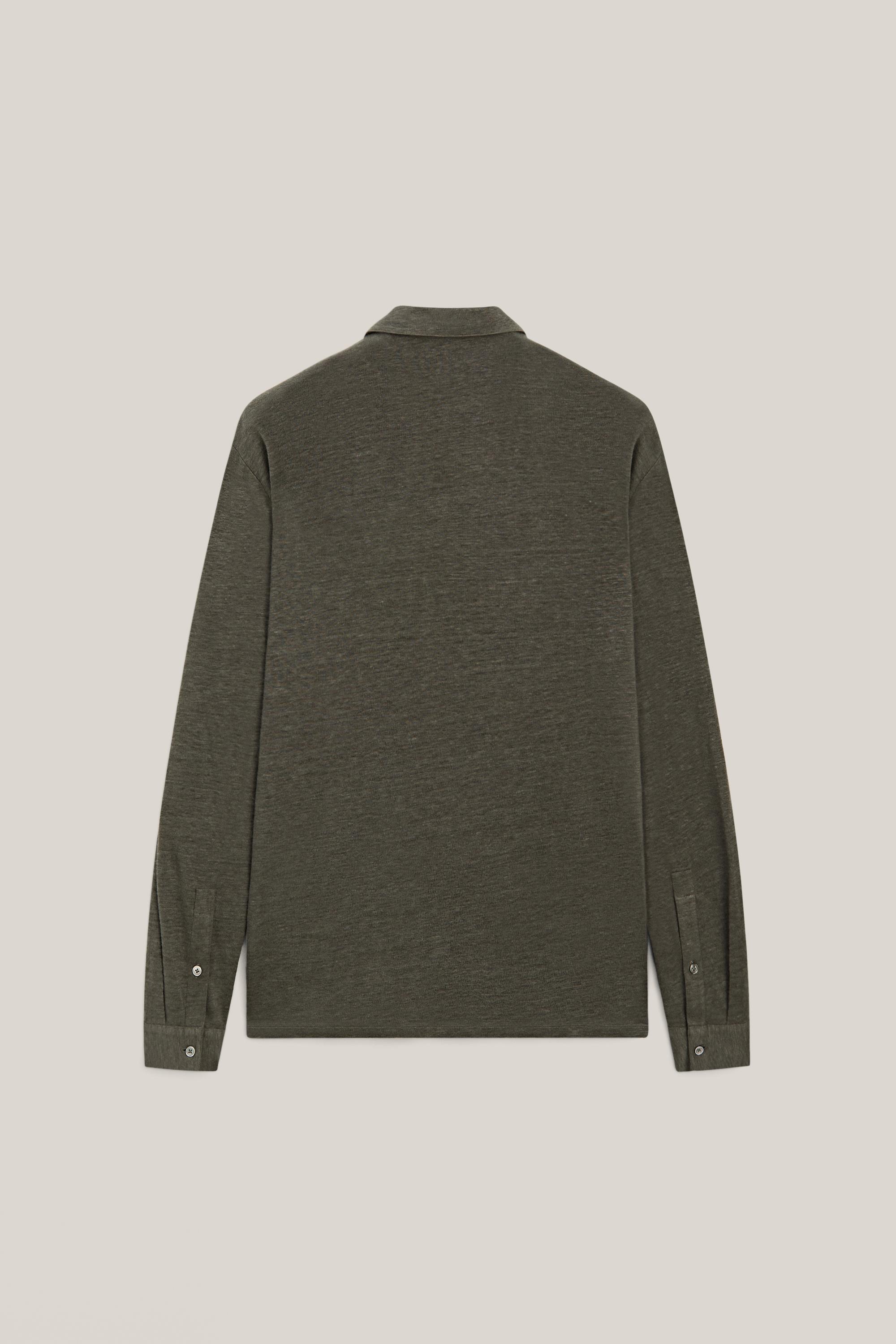 100% linen long sleeve polo shirt