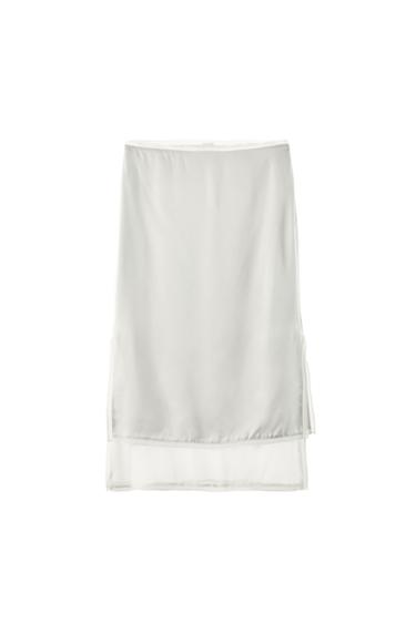 FALDILLA MIDI SETINADA COMBINADA - Blau pastel de Zara