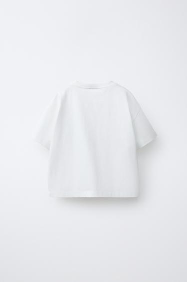 T-SHIRT POCHE ONDULÉE - Blanc cassé de Zara - Image 1