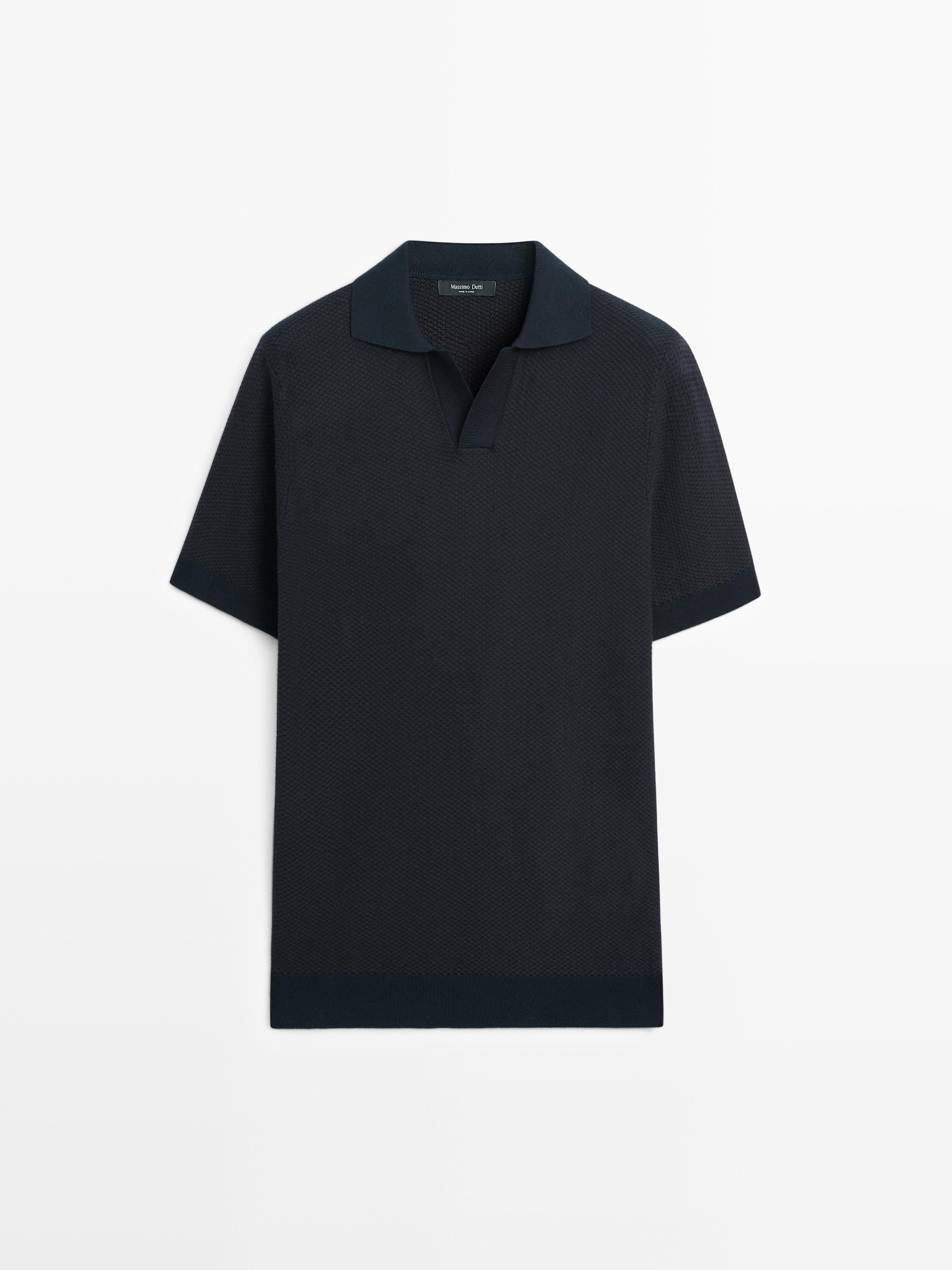 Pull polo en maille texturée 100 % coton