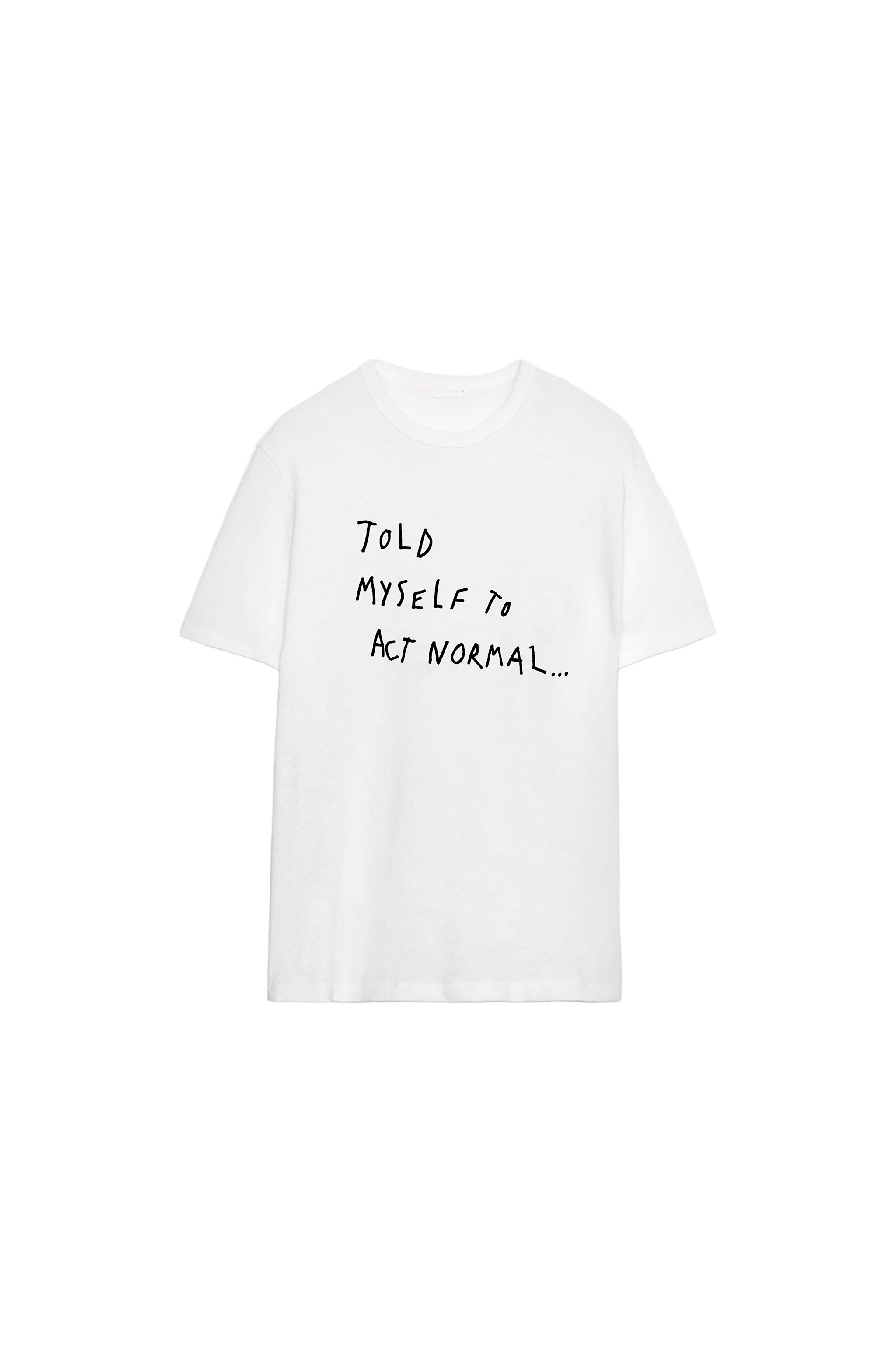 SLUB KNIT SLOGAN T-SHIRT - White | ZARA Turkey