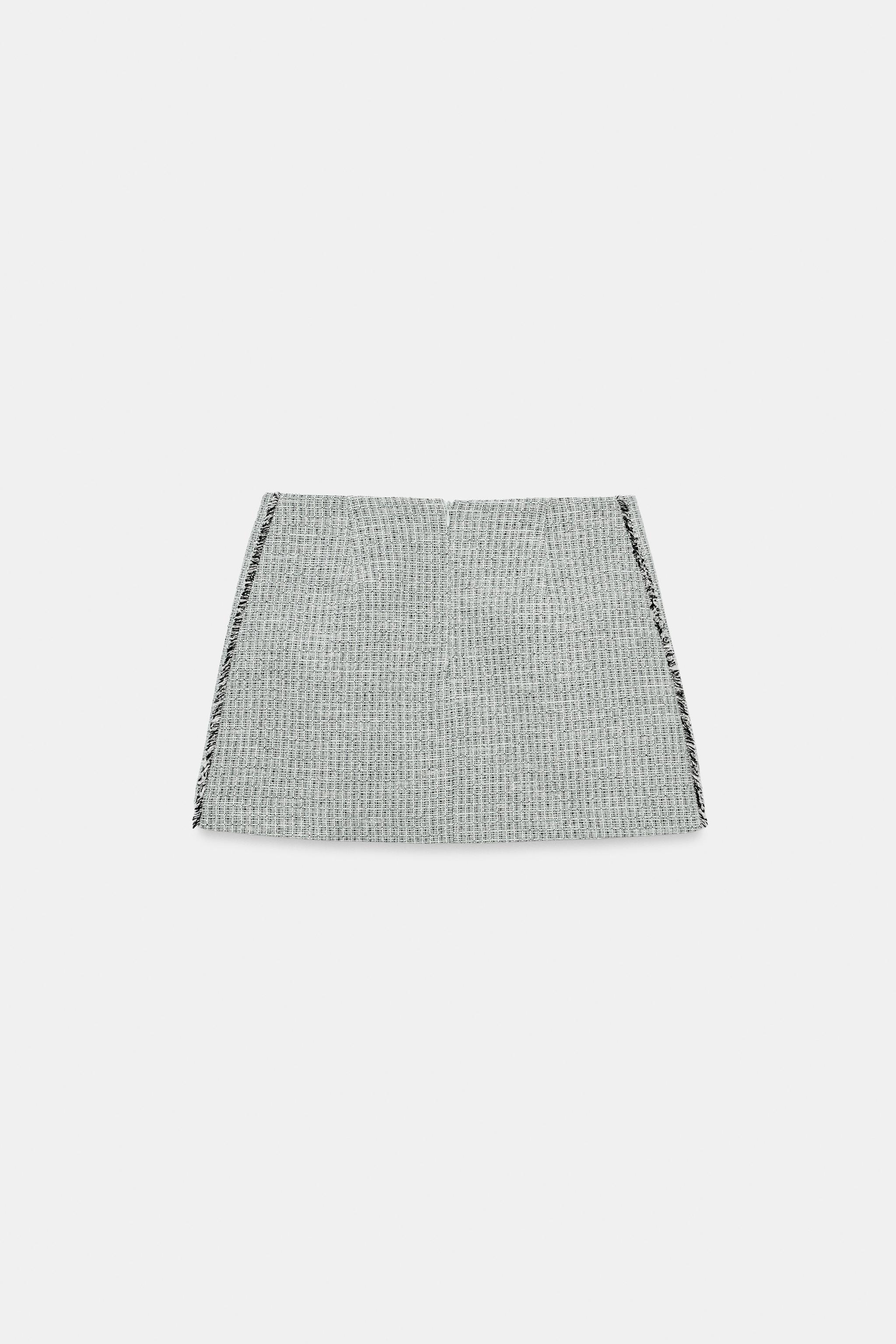 Женские юбки Zara TEXTURED FRAYED MINI SKIRT — фото 7