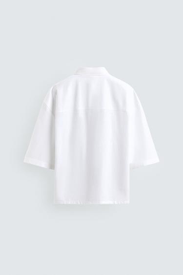 BOXY FIT SHIRT WITH POCKET - White by Zara - Image 6