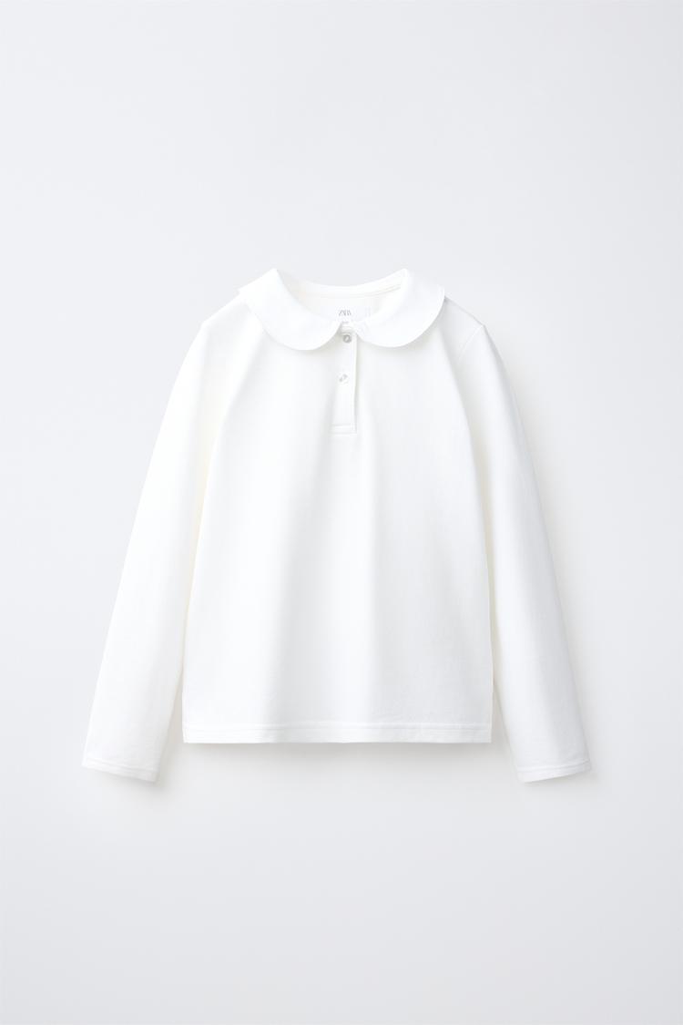 PETER PAN COLLAR PIQUÉ POLO — White