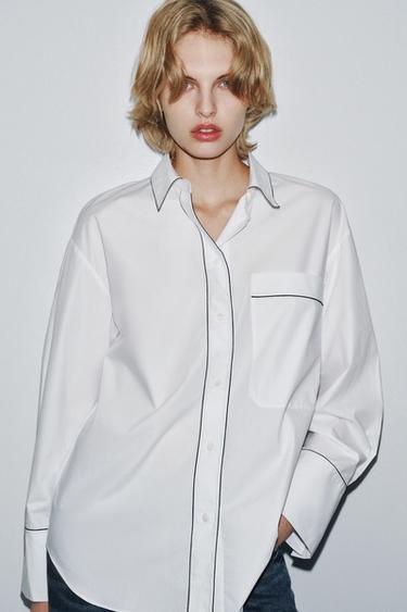 CHEMISE EN POPELINE LISERÉS ZW COLLECTION - Blanc de Zara - Image 1