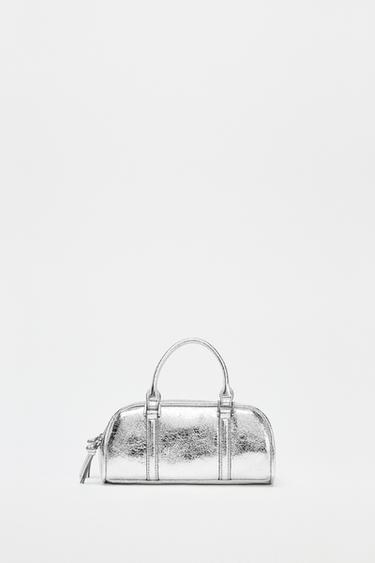Zara 金屬質感迷你保齡球包 - 銀色
