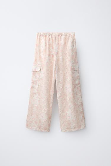 FLORAL PRINT CARGO TROUSERS - Pink by Zara - Image 1