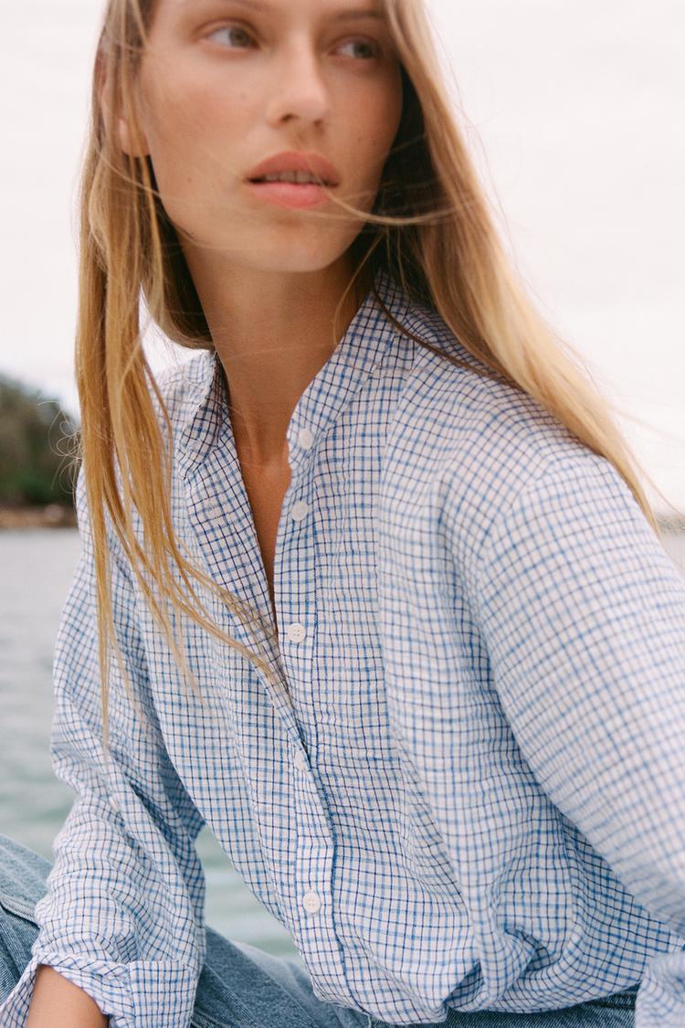 Giacca Camicia Camicione Zara A Quadri Camicia Bianca Camicie