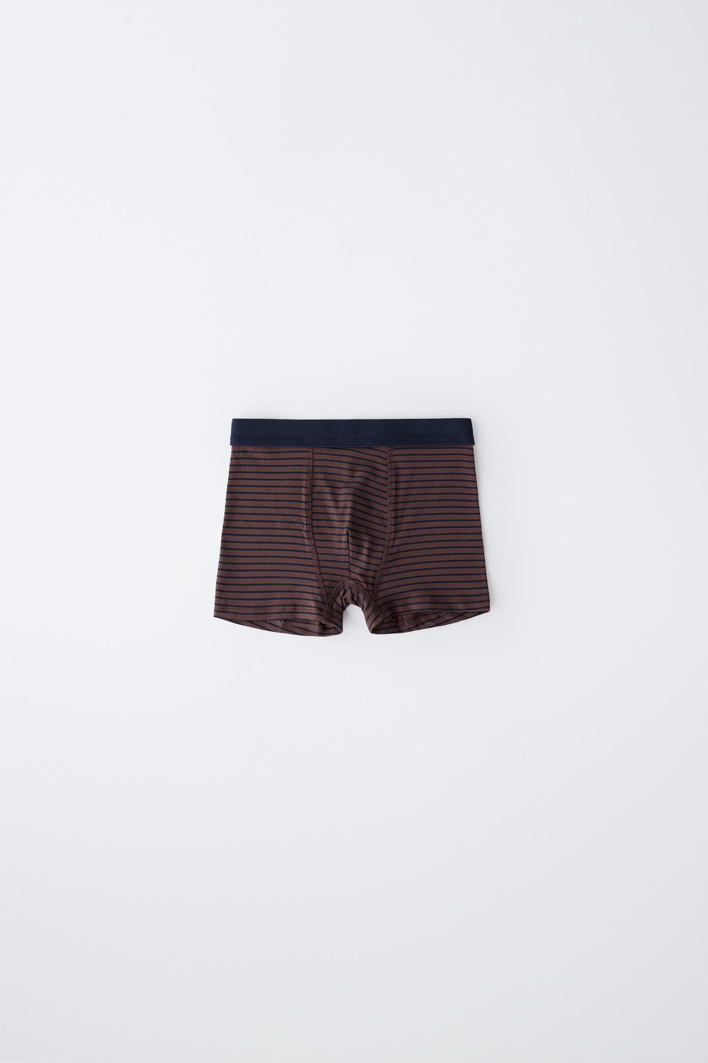Трусы-боксеры Ages Plain для детей, в полоску — Zara, цвет: Коричневый — фото 3