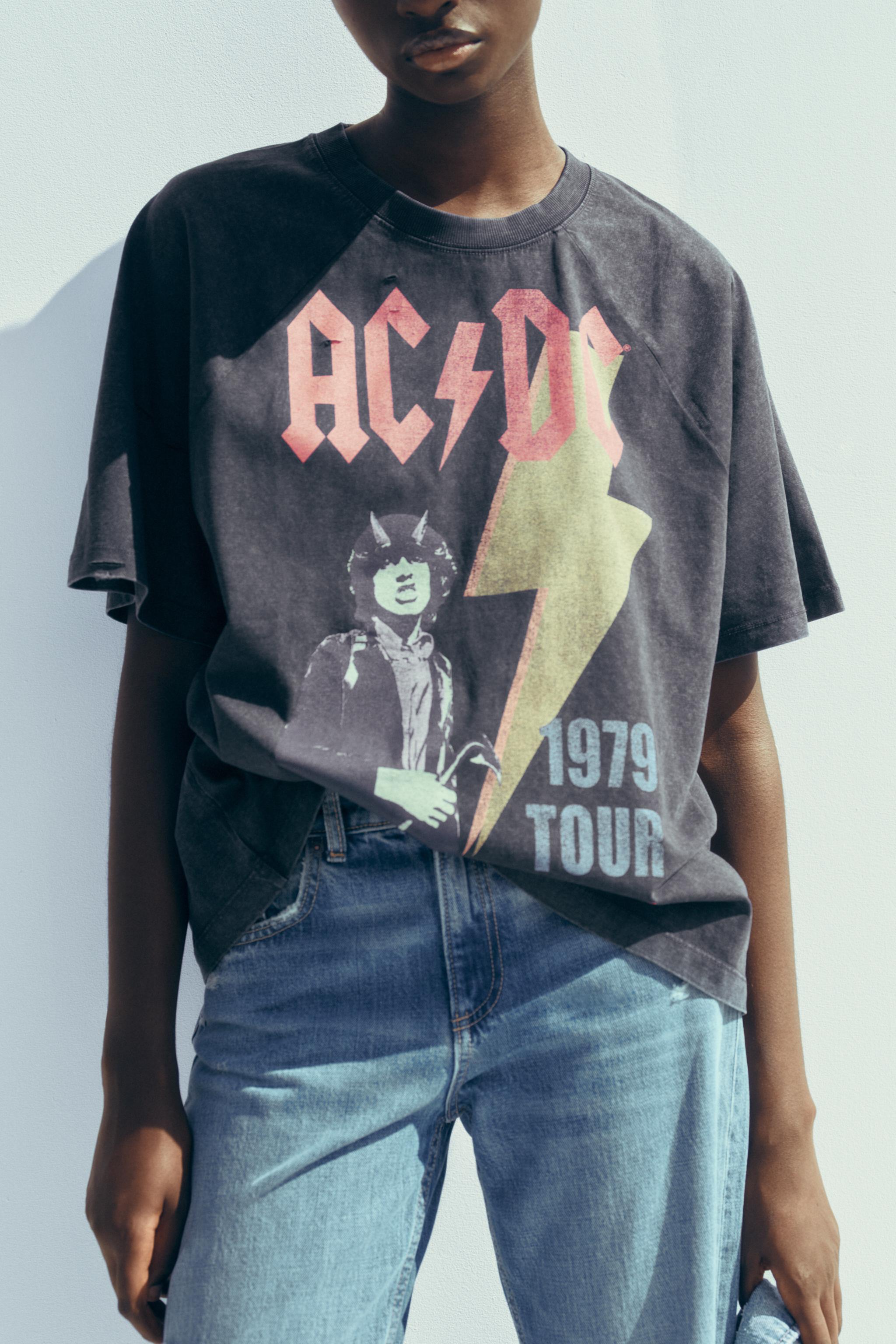 ZARA ウォッシュ加工Ｔシャツ AC/DC 1277/307 ZARA】ウォッシュ加工Tシャツ AC/DC (ZARA/Tシャツ・カットソー