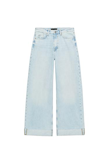 Z1975 MID-WAIST BARREL JEANS WITH TURN-UP HEMS - Light blue by Zara