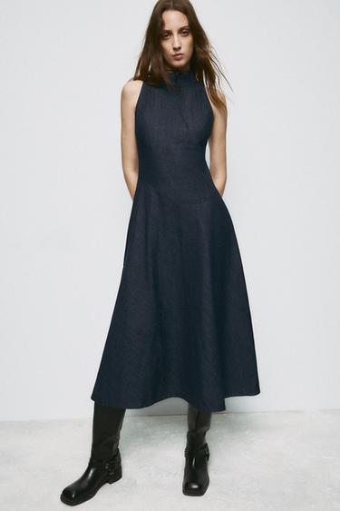 VESTIDO MIDI DENIM - Índigo oscuro de Zara