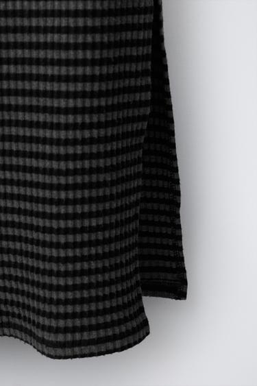 STRIPED TEXTURED MIDI SKIRT - Black by Zara - Image 3