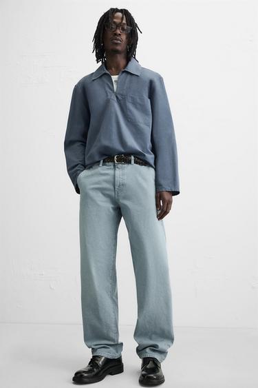 PANTALON DÉLAVÉ POCHE CARPENTIER - Bleu de Zara - Image 4