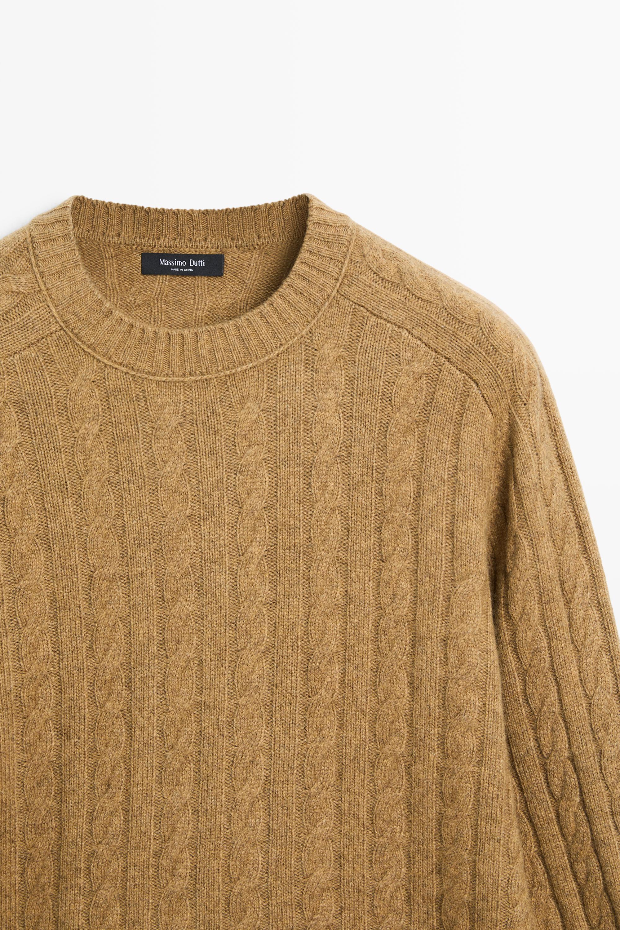 Cable knit wool blend sweater