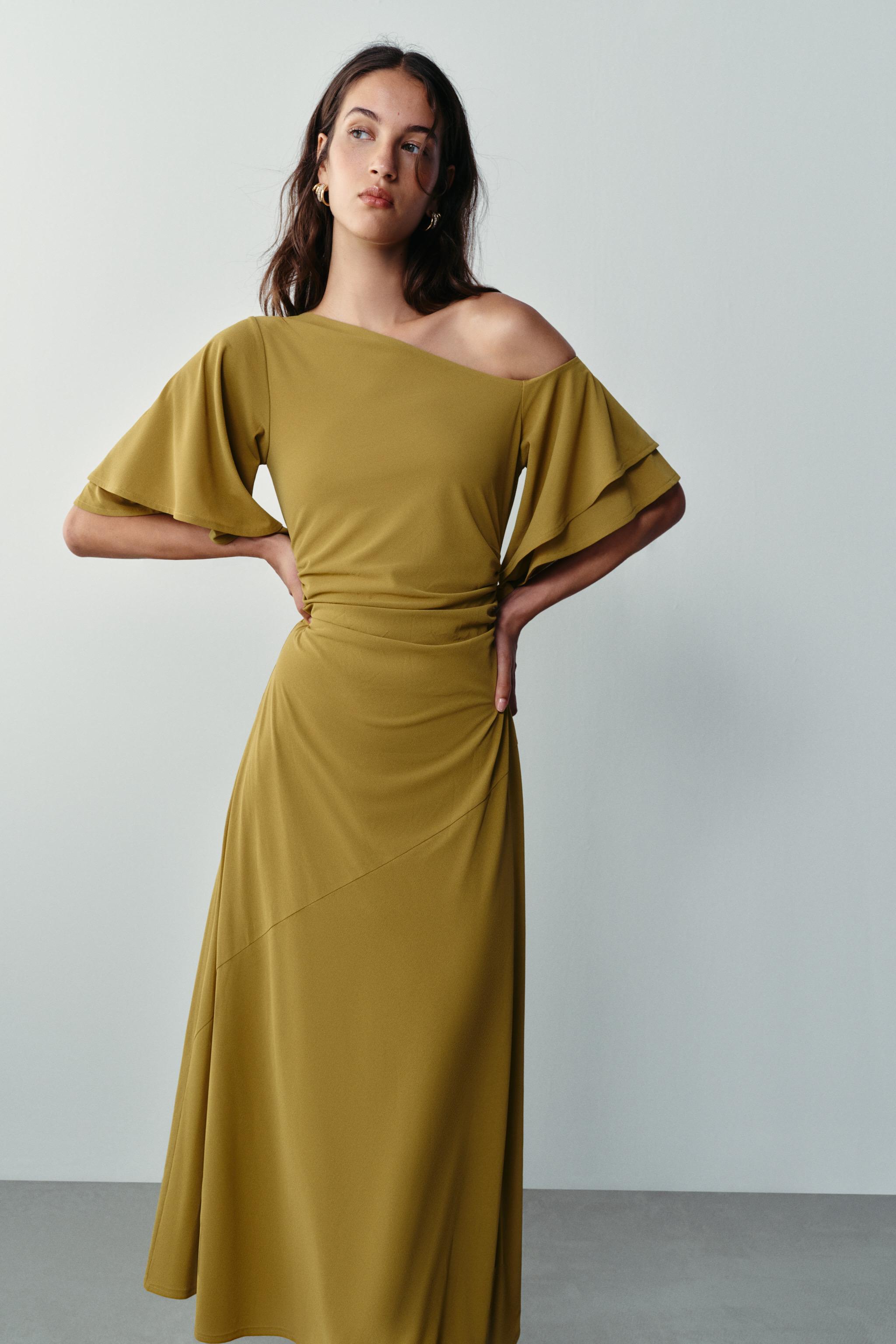 Женские платья Zara RUFFLED SLEEVE DRESS — фото 4