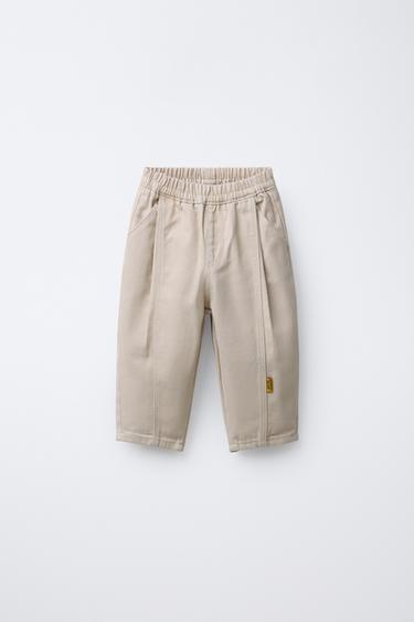 BALLOON TROUSERS WITH PLEATS AND LABELS - Cream by Zara - Image 0