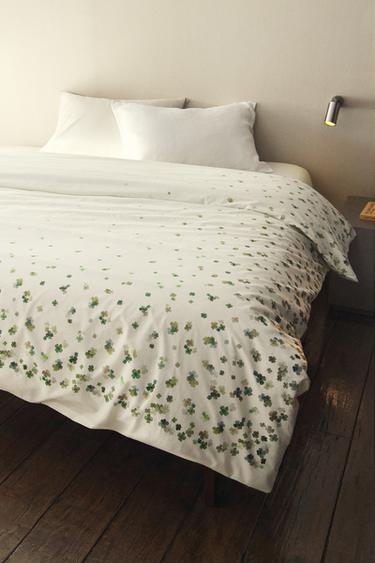 CLOVER COTTON DUVET COVER - Oyster-white by Zara