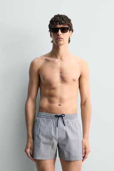 MAILLOT DE BAIN EN SEERSUCKER - Bleu marine de Zara - Image 1