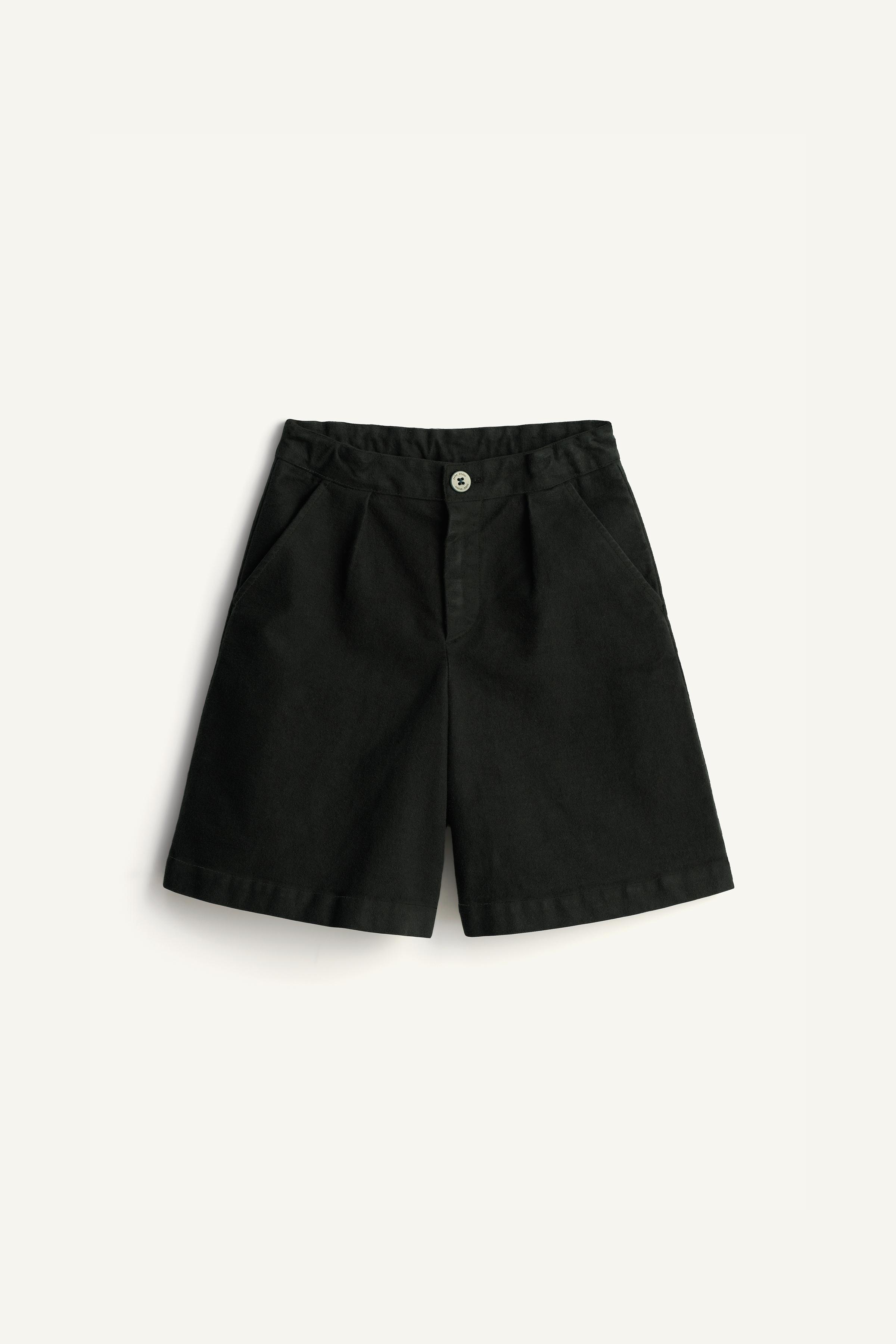 LIMITED EDITION VELVET PLEATED BERMUDA SHORTS