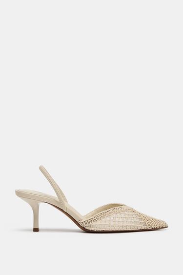 BRAIDED SLINGBACK HEELS - Ecru White by Zara