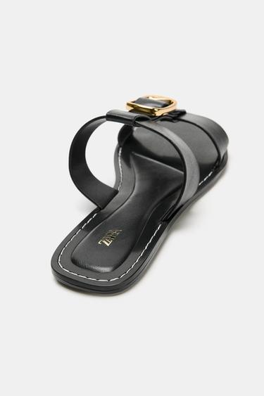 FLAT BUCKLE SANDALS - Black by Zara - Image 5