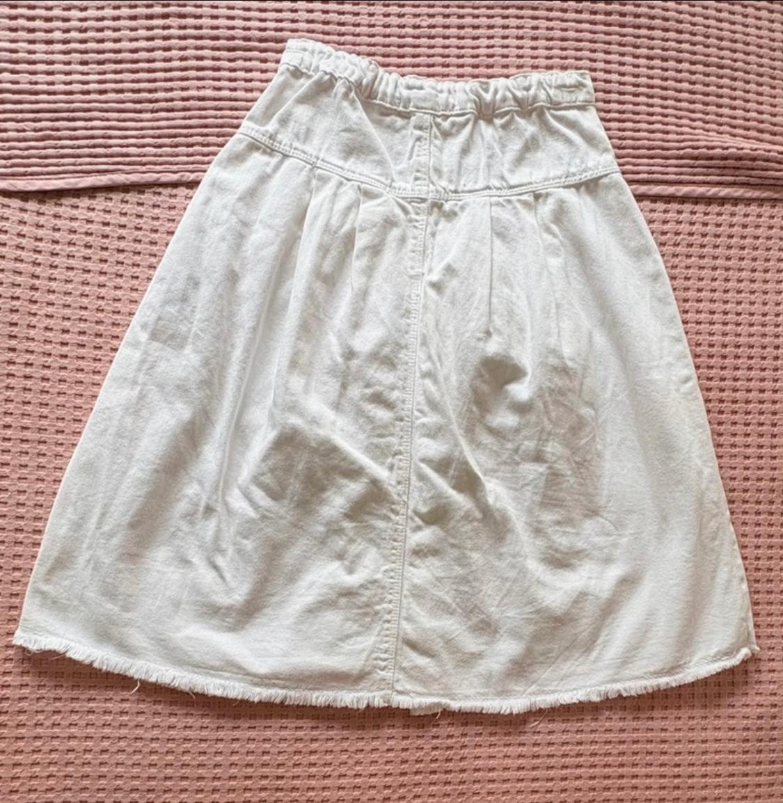 FRAYED TWILL MIDI SKIRT - Image 2