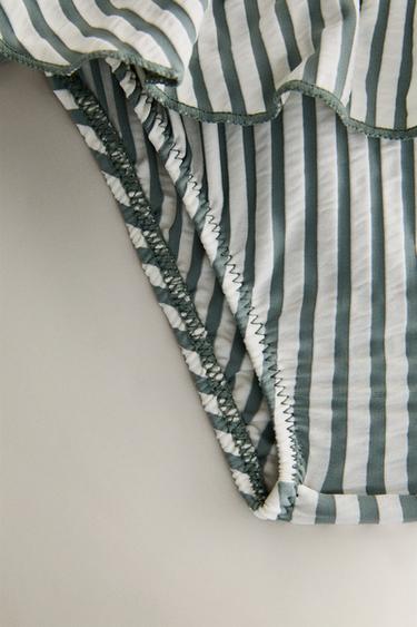 CHILDREN’S STRIPED BEACH BIKINI BOTTOMS - Ecru / Green by Zara - Image 3