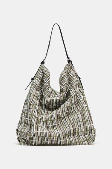 Zara SHIMMER APPLIQUÉ SHOPPER BAG - Green