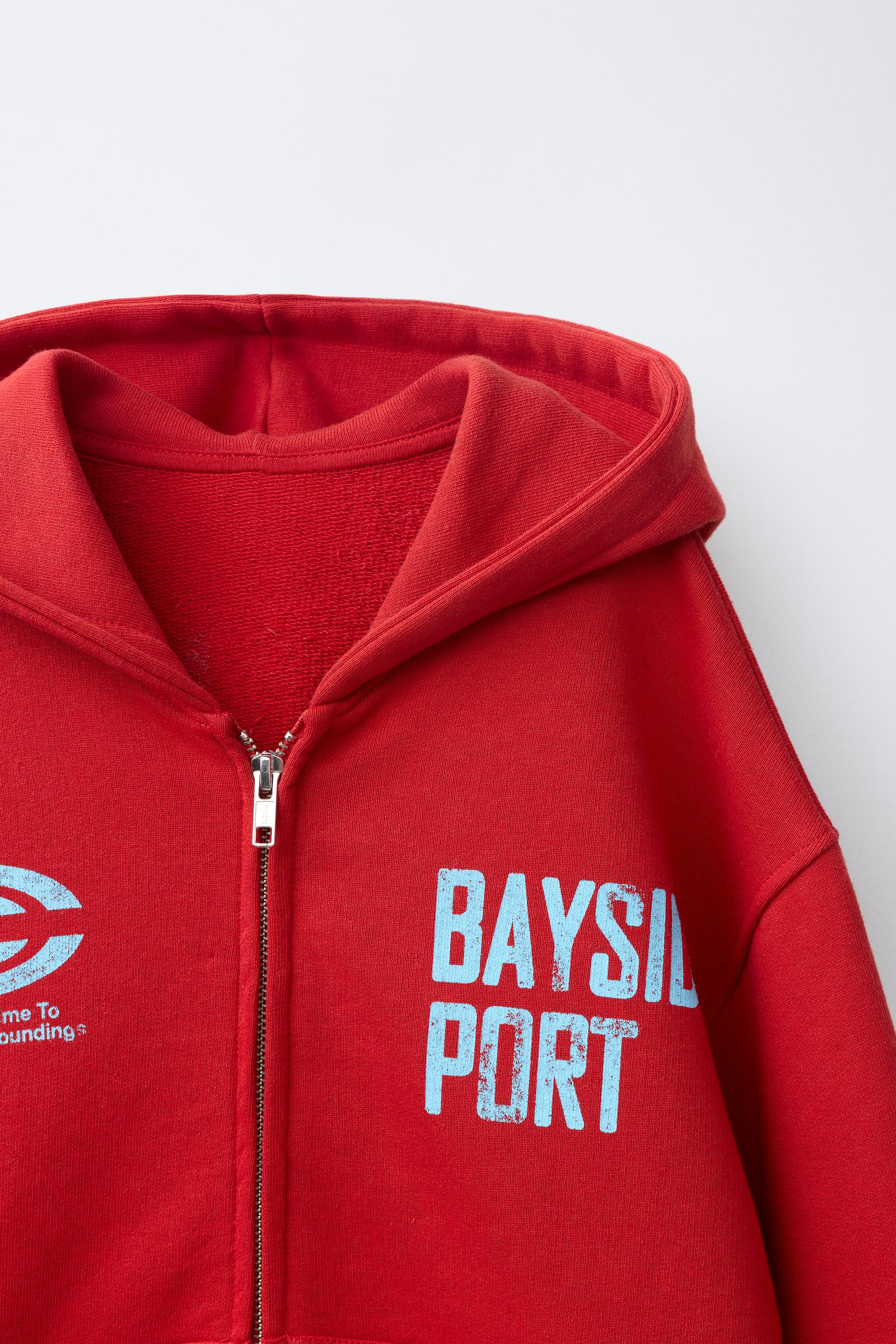 TEXT PRINT ZIP-UP HOODIE