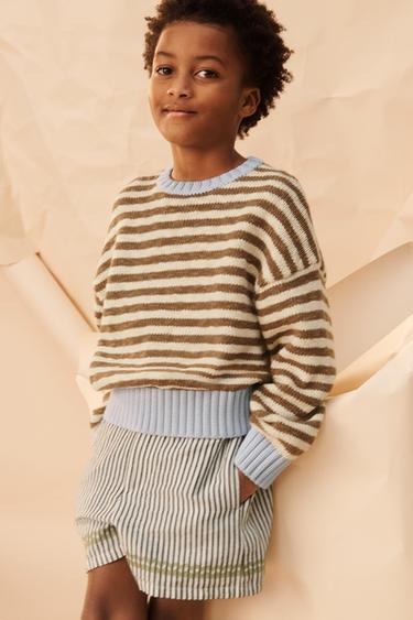 LIMITED EDITION STRIPED KNIT JUMPER - Brown / Ecru by Zara - Image 1