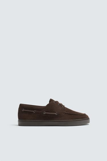 CASUAL LEATHER DECK SHOES - Brown by Zara
