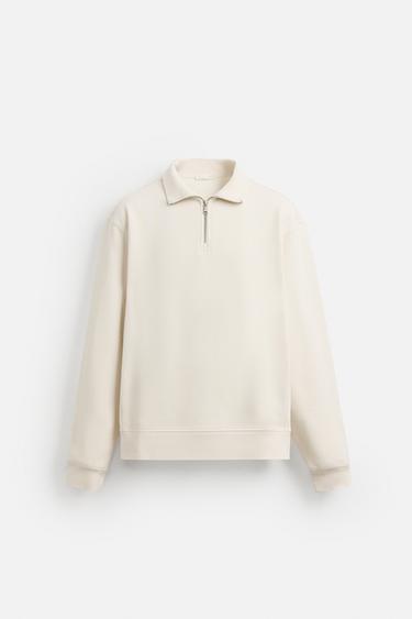 BASIC SWEATSHIRT MET RITS - Gebroken wit van Zara