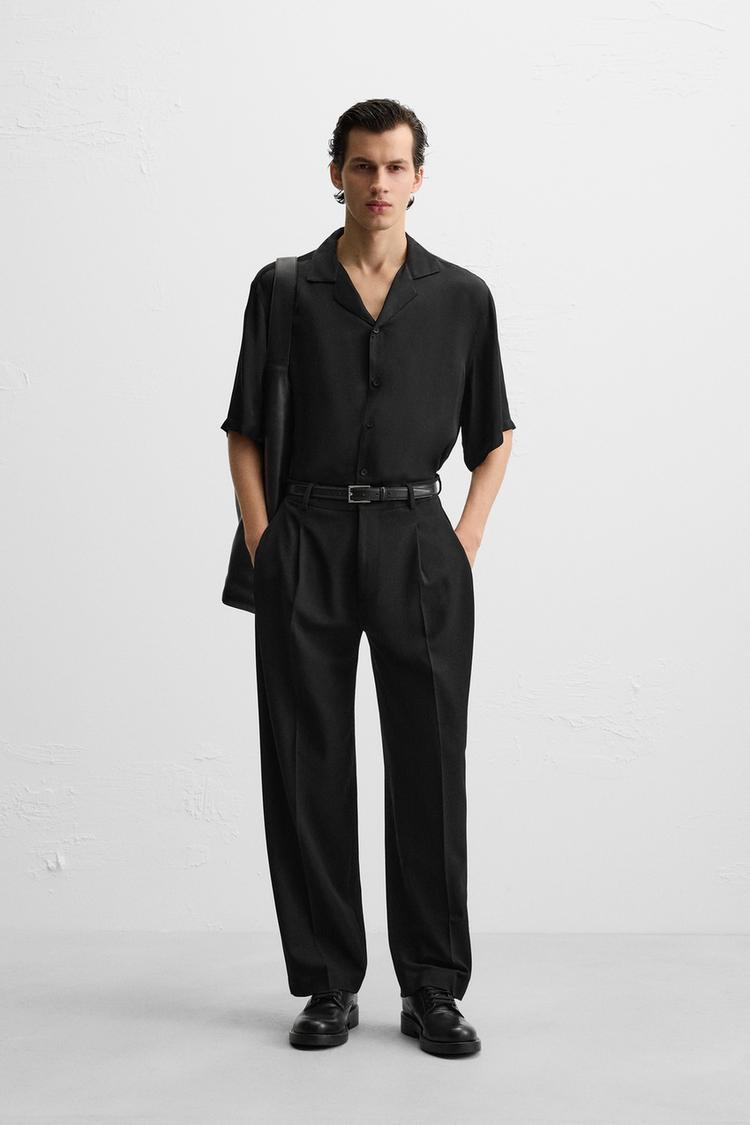 Zara Espana Camisa Satinada Hombre Zara Camisa Satinada Negra Zara