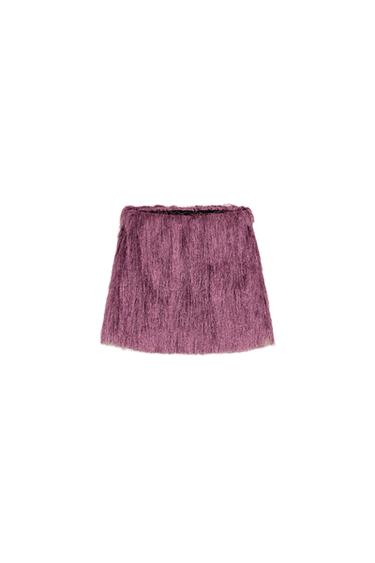 FRINGED SHORT SKIRT - Mauve by Zara