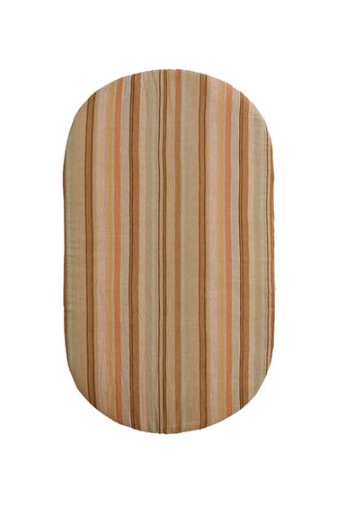 STRIPED COTTON AND LINEN COUCH SEAT CUSHION - Light beige by Zara