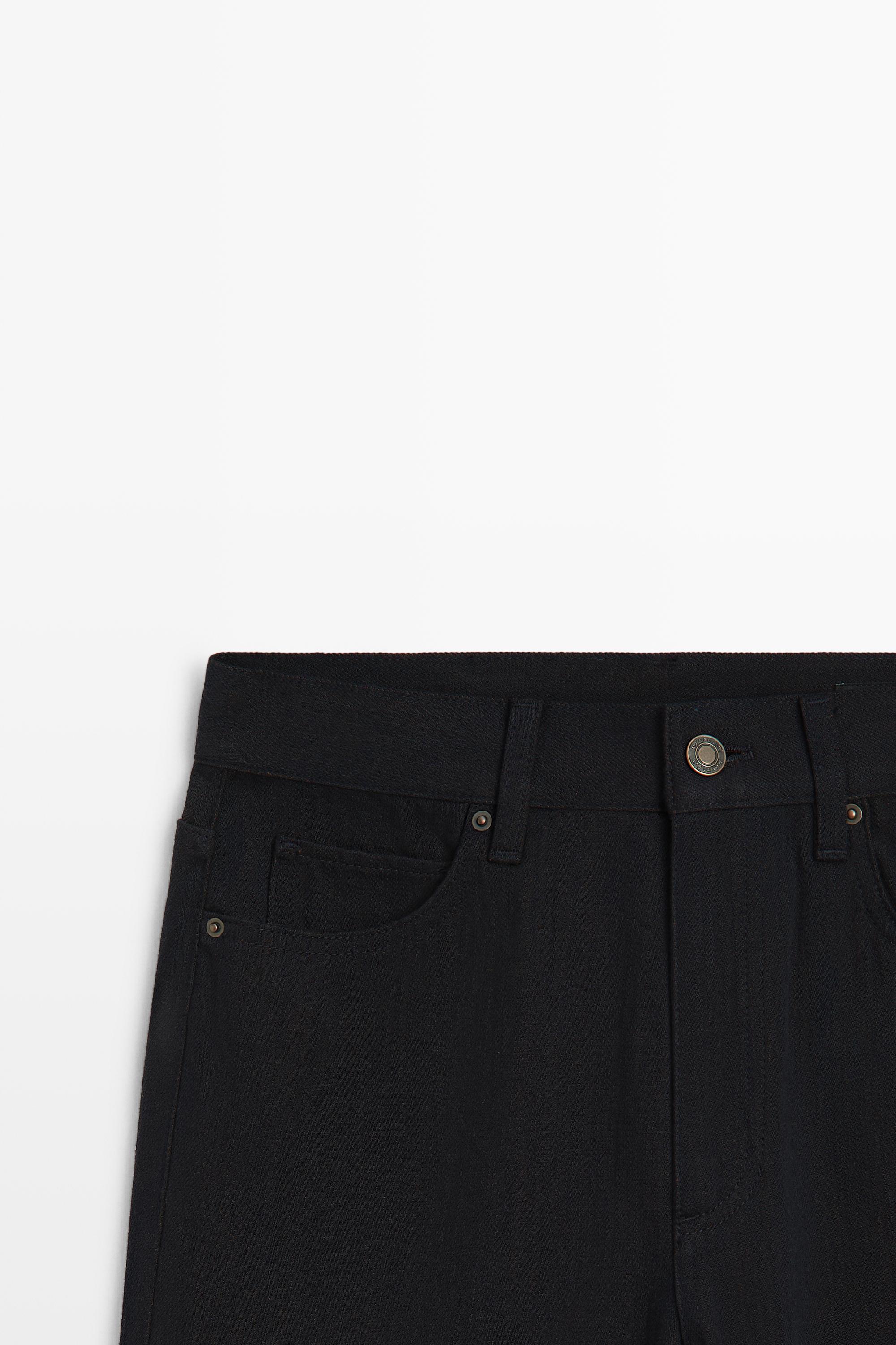 Jean wide leg taille moyenne à revers