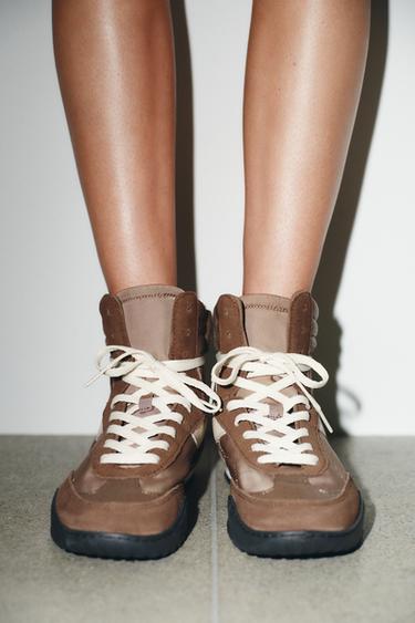 HIGH-TOP SNEAKERS - Brown by Zara