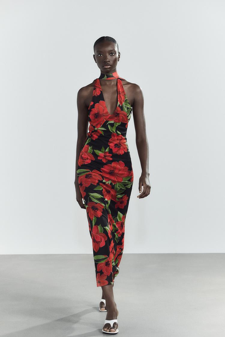 Abito Lungo Zara Vestito Fantasia Floreale Abito Lungo A Fiori