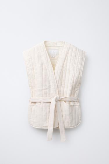 TEXTURED PADDED GILET - Ecru by Zara