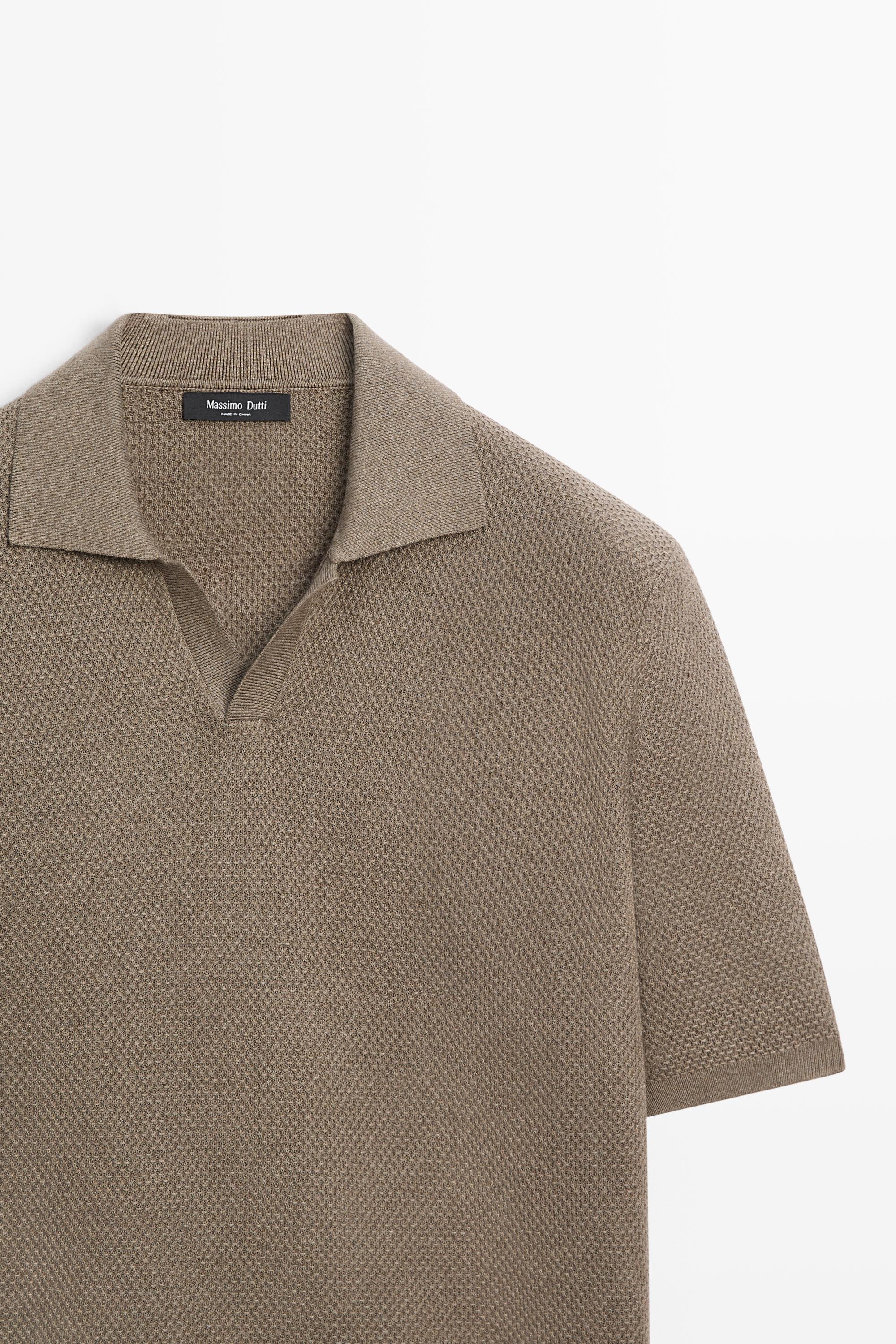 Polo en maille col V coton mélangé