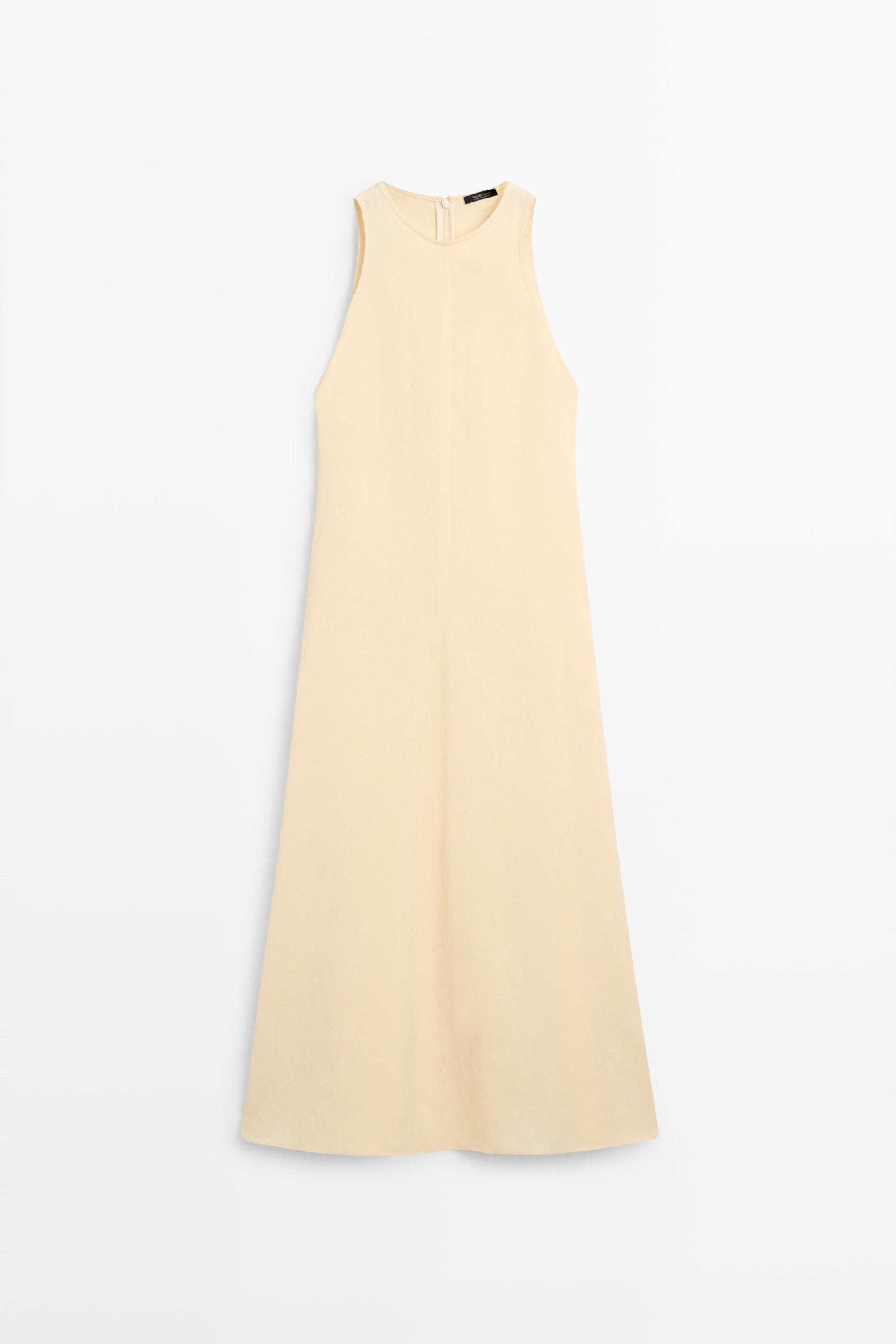 Flowing linen halter midi dress