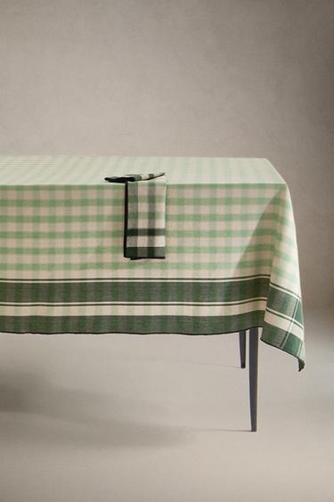 CHECK DYED COTTON TABLECLOTH - Green by Zara - Image 4